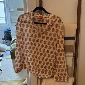 Tory Burch Cream and Pink Floral Blouse